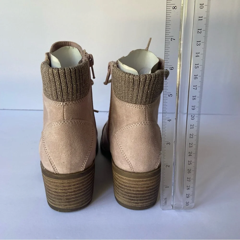 New Wonder Nation Girls Sweater Cuff Heeled Boots Blush Pink Kids Size 2